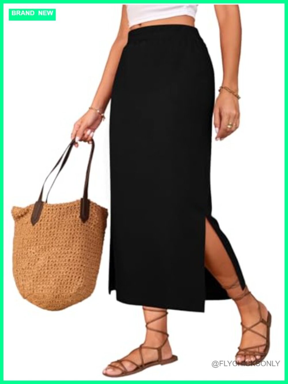 Poetsky Maxi Skirt Side Slit High Waisted Long Pencil Skirt